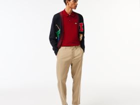 Мужское поло Lacoste L.12.21 классического кроя с длинным рукавом