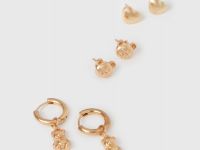 Серьги для девочек, 3 пары, Золотой