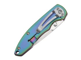 Складной нож SanRenMu 7073LUX-SI, сталь 12C27, рукоять нержавеющая сталь, градиент