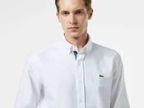 Мужская хлопковая рубашка Lacoste приталенного кроя