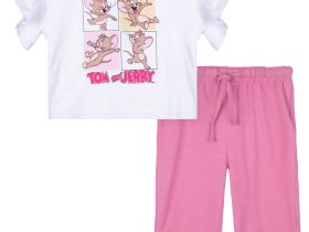 Комплект трикотажный для девочек: фуфайка (футболка), бриджи