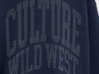 Худи с принтом и стразами для девочек, Синий