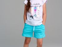 Комплект трикотажный для девочек: фуфайка (футболка), шорты