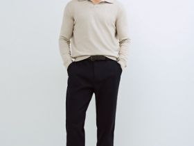 Чиносы из структурной ткани с ремнём, Синий