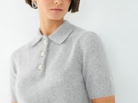 Джемпер поло из пряжи с ангорой, Серый