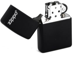 Зажигалка ZIPPO Classic Black Matte, латунь/сталь, черная с логотипом, матовая, 36x12x56 мм