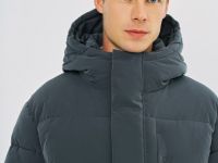 Утеплённая куртка с капюшоном из фактурной ткани, Серый