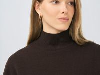Джемпер с воротником-стойкой, Коричневый
