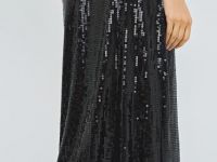 Прямая юбка с пайетками, Черный