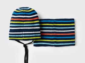 Комплект трикотажный для мальчиков: шапка, снуд