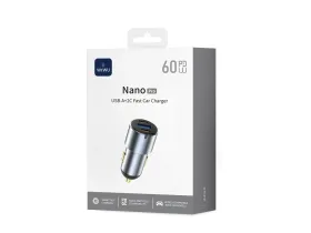 Автомобильное зарядное устройство WIWU Nano Pro 60W USB/Type-Cх2 (Wi-CC032) (серый)