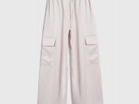 Брюки из сатина с карго-карманами для девочек, Бежевый