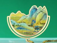 Полукруглая закладка для книг с подвеской "Горы и воды на тысячу ли" (металл)