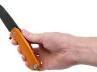 Нож складной LionSteel ROK A OB, сталь Black (Mil Spec) Finish Bhler M390, рукоять алюминий, оранжевый