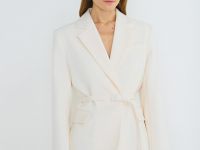 Однобортный жакет из поливискозы, Бежевый