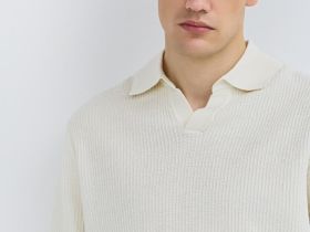 Поло из текстурной ткани, Белый