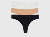 Трусы-танга с кружевом по поясу, 3 шт., Белый