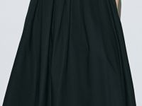 Юбка миди А-силуэта с эластичным поясом, Черный