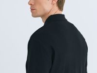 Поло из текстурной хлопковой ткани, Черный