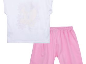 Комплект трикотажный для девочек: фуфайка (футболка), шорты