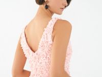 Облегающее платье с объёмными цветами, Розовый