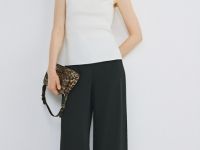 Двуслойные брюки из шифона, Черный