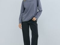 Лонгслив с принтом и эффектом стирки, Синий