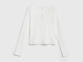 Лонгслив в рубчик для девочек, Белый