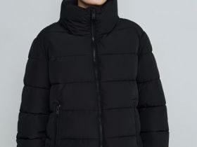 Утеплённая куртка с воротником-стойкой, Черный