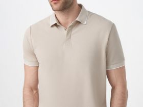 Поло из шелковистого пике, Бежевый