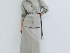 Юбка миди из искусственной замши, Серый