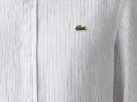 Мужская рубашка Lacoste без ворота в полоску из смеси льна