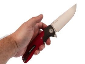 Складной нож Maxace Goliath Red, сталь Bohler K110, рукоять G10 красный/темный больстер