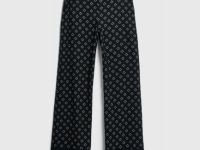 Прямые брюки с принтом, Черный