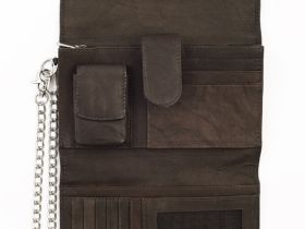 Бумажник байкера ZIPPO, цвет "мокко", натуральная кожа, 17x3,5x11 см