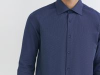 Рубашка из структурной ткани, Синий