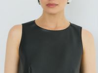 Топ из искусственной кожи, Черный