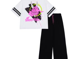 Комплект трикотажный для девочек: фуфайка (футболка), брюки (легинсы)