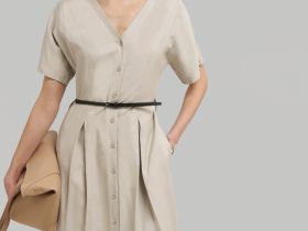 Приталенное платье миди со льном