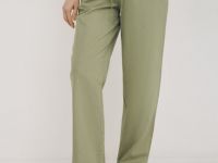 Льняные брюки Baggy, Зеленый