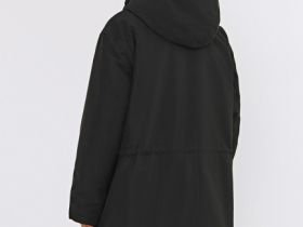 Удлинённая куртка с капюшоном, Черный