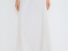 Атласная юбка из жатой ткани, Бежевый