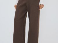 Вязаные широкие брюки, Коричневый