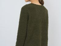 Укороченный кардиган из махровой пряжи, Зеленый