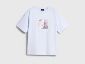 Футболка оверсайз с принтом, Голубой