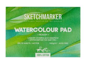 Альбом-склейка для акварели Sketchmarker 21х31 см 10 л 300 г, хлопок, крупнозернистая