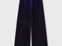 Тёмно-синие широкие брюки из велюра Глория Джинс