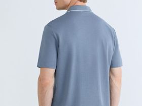 Поло из шелковистого пике, Синий