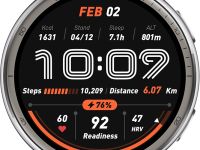 Умные часы Amazfit Active 2R Premium Серебристые, с чёрным и красным ремешком