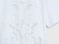 Футболка с кружевом и вышивкой, Белый